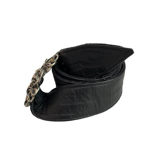 Medium Womens Vintage 1980s Reversible Statement Belt Ornate Buckle - Picture 8 of 9